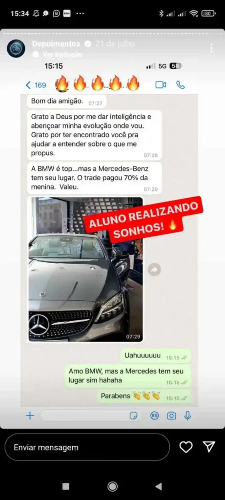 Depoimentos alunos FTZA curso de trading Hermann Greb