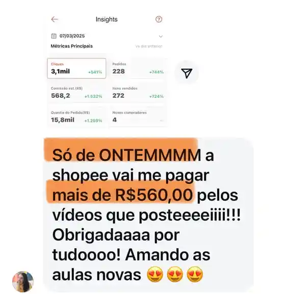 Depoimento de Aluna vendendo no Shopee com o Renda com Lojas Parceiras