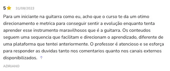Depoimento do aluno Adriano sobre o Curso Guitarra Intensiva 2.0