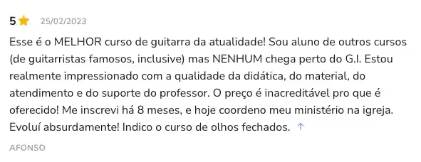Depoimento do Aluno Afonso sobre o Curso Guitarra Intensiva 2.0 